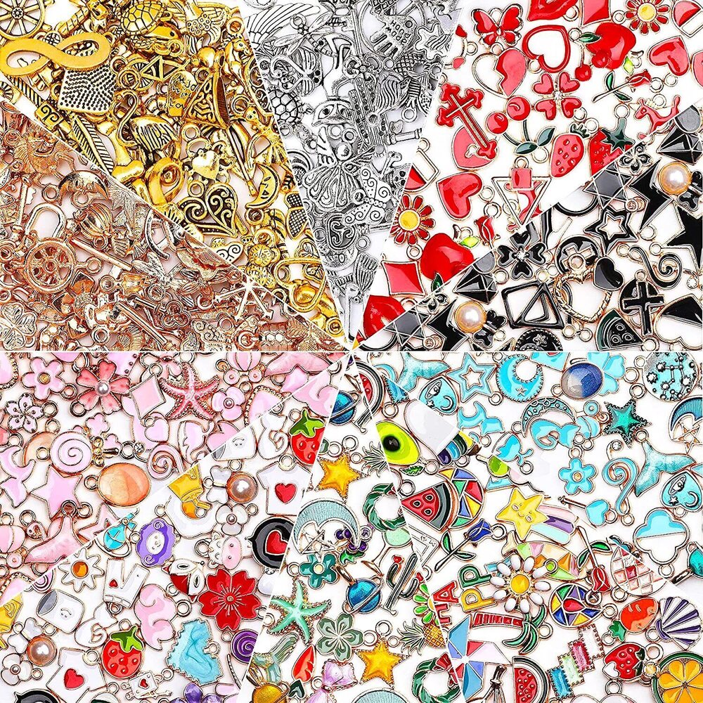 2539 500Pcs Charms Bulk Wholesale Assorted Gold Plated Enamel Pendants
